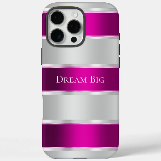 Glam Silver Chic Pink Ribbon Case-Mate iPhone Case (Achterkant)