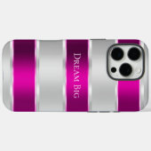 Glam Silver Chic Pink Ribbon Case-Mate iPhone Case (Achterkant (horizontaal))