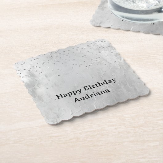 Glam Silver Confetti Kartonnen Onderzetters (Gebogen)
