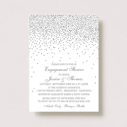 Glam Silver Confetti Verloving Shower Kaart