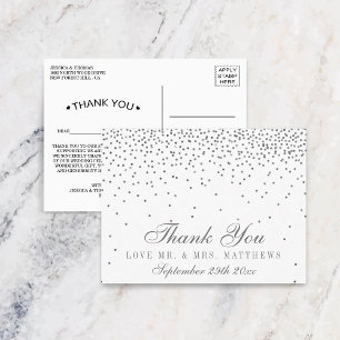  Glam Silver Confetti Weddenschap Hartelijk dank Briefkaart