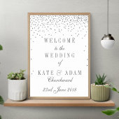 Glam Silver Confetti Weddenschap Welkomstteken Poster