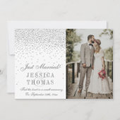 Glam Silver Confetti Wedding Aankondiging (Voorkant)