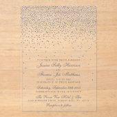 Glam Silver Confetti Wedding Acryl Uitnodigingen (Voorkant)
