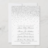 Glam Silver Confetti Wedding Invitations Kaart (Voorkant)