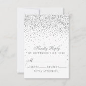  Glam Silver Confetti Wedding RSVP Kaartje (Voorkant)