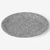 Glam Silver Faux Glitter Papieren Bordje (Gekanteld)