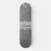 Glam Silver Glitt Diamond Bling Skateboard (Recto)
