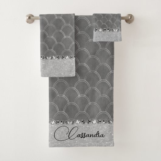 Glam Silver Glitter Diamond Bling (En situation)