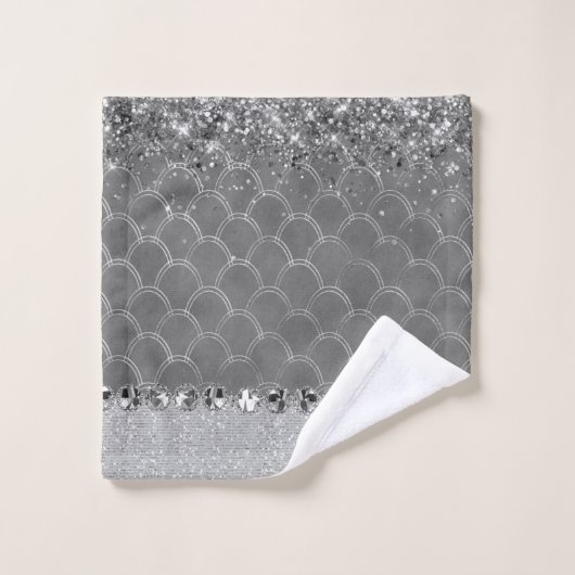 Glam Silver Glitter Diamond Bling (Gant de toilette)