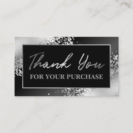 Glam Silver Glitter Hartelijk dank voor uw aankoop Visitekaartje (Voorkant)