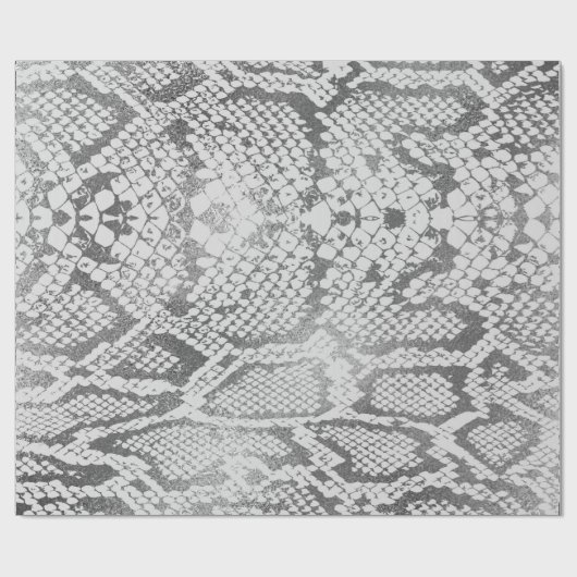 Glam Silver Gray Monochrom Python Snake Skin Vip Cadeaupapier (Vlak)