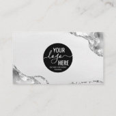 Glam Silver Grey Glitter Logo foto Agaat Monogram Visitekaartje (Achterkant)