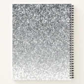 Glam Silver Grey Glitter Sparkle Elegant Monogram Notitieboek (Achterkant)
