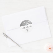 Glam Silver Grey Glitter Stars Handmade with Love Ronde Sticker (Envelop)