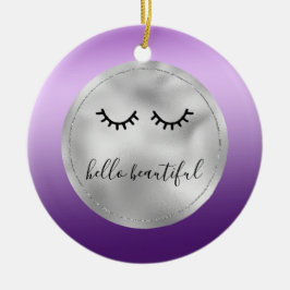 Glam Silver Paars Black Eyelashes Keramisch Ornament