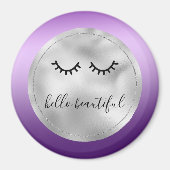 Glam Silver Paarse zwarte wimpers Magneet (Voorkant)