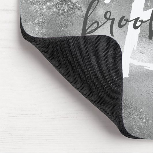 Glam Silver Trendy Script Monogram Muismat (Hoek)