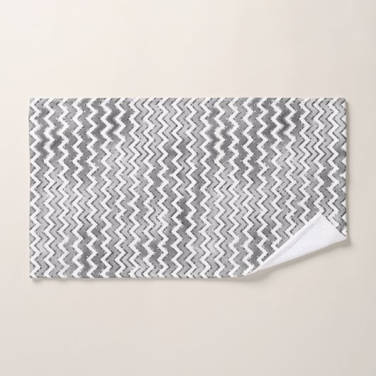 Glam Silver White Zigzag Stripes (Serviette à main)