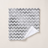 Glam Silver White Zigzag Stripes Bad Handdoek (Wasdoekje)
