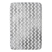 Glam Silver White Zigzag Stripes Badmat (Voorkant Verticaal)