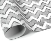 Glam Silver White Zigzag Stripes Cadeaupapier (Rol Hoek)