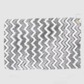 Glam Silver White Zigzag Stripes Golfhanddoek (Horizontaal)