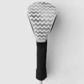 Glam Silver White Zigzag Stripes Golfheadcover (Voorkant)