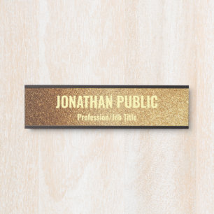 Glam Sjabloon Modern Zwart en Goud Trendy Door SI Deurbordje