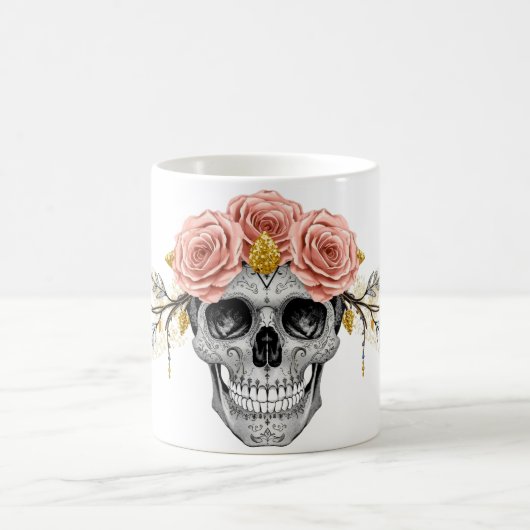 Glam Skull Mug | Elegant Gothic Halloween Cup (Centre)