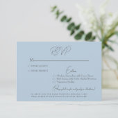Glam Sky Blue Silver Texte Mariage Carte RSVP (Debout devant)