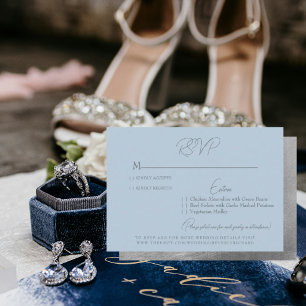 Glam Sky Blue Silver Texte Mariage Carte RSVP