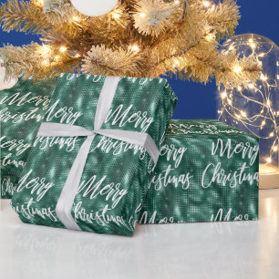 Glam Smerald Groen Vrolijk Kerstmis Calligrafie Cadeaupapier