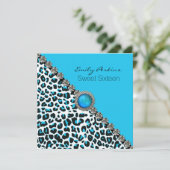 Glam Snow Leopard Sweet sixteen Invitation (Debout devant)