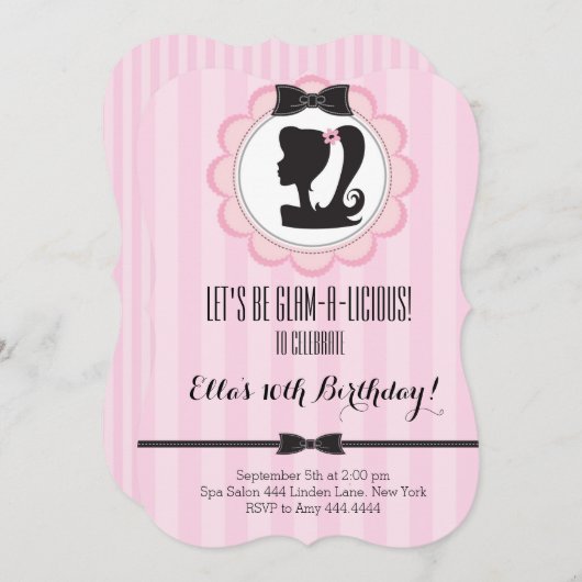 Glam Spa Invitation de fête d'anniversaire (Devant / Derrière)