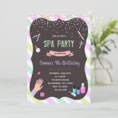Glam spa verjaardagsfeestje uitnodiging (Staand voorkant)
