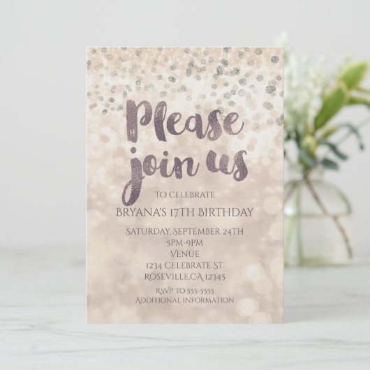 Glam Sparkle Confetti Party Toute invitation Événe (Debout devant)