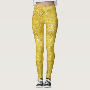 Glam sparkle en glans faux gouden patroon leggings