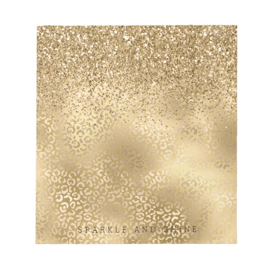 Glam Sparkle Leopard Print Glitter Notitieblok (Voorkant)