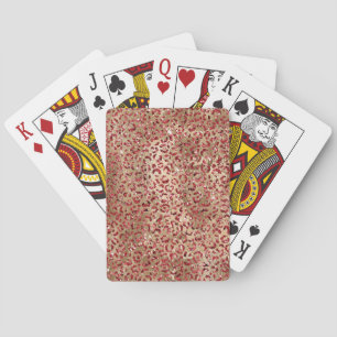 Glam Sparkle Red Glitter Gold Luipaard Print Pokerkaarten