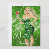 Glam Sparkly Bombshell 30th Birthday | groen Kaart (Voorkant)