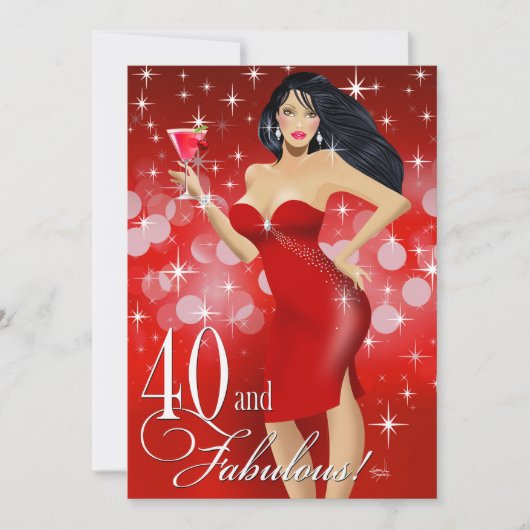 Glam Sparkly Bombshell 40th Birthday | rood Kaart (Voorkant)