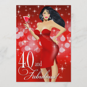 Glam Sparkly Bombshell 40th Birthday rood Kaart