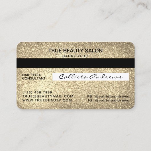 Glam Sparkly Gold Parties scintillant Carte de cré (Dos)