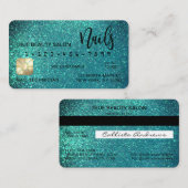 Glam Sparkly Turquoise Parties scintillant Carte d (Devant / Derrière)