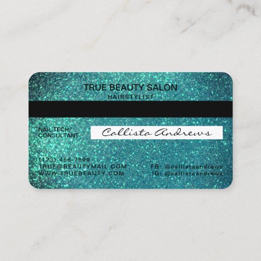 Glam Sparkly Turquoise Parties scintillant Carte d (Dos)
