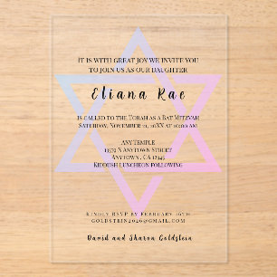 Glam Star de David Elegant Invitation Bat mitzvah