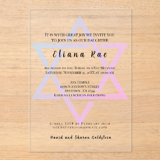 Glam Star de David Elegant Invitation Bat mitzvah