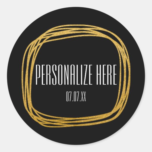 Glam-stickers met goudfleskrabbel ronde sticker (Voorkant)