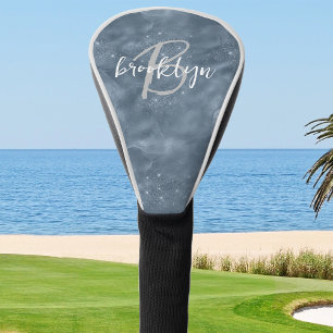 Glam Stof Blauw Stardust Glitter Monogram Golfheadcover